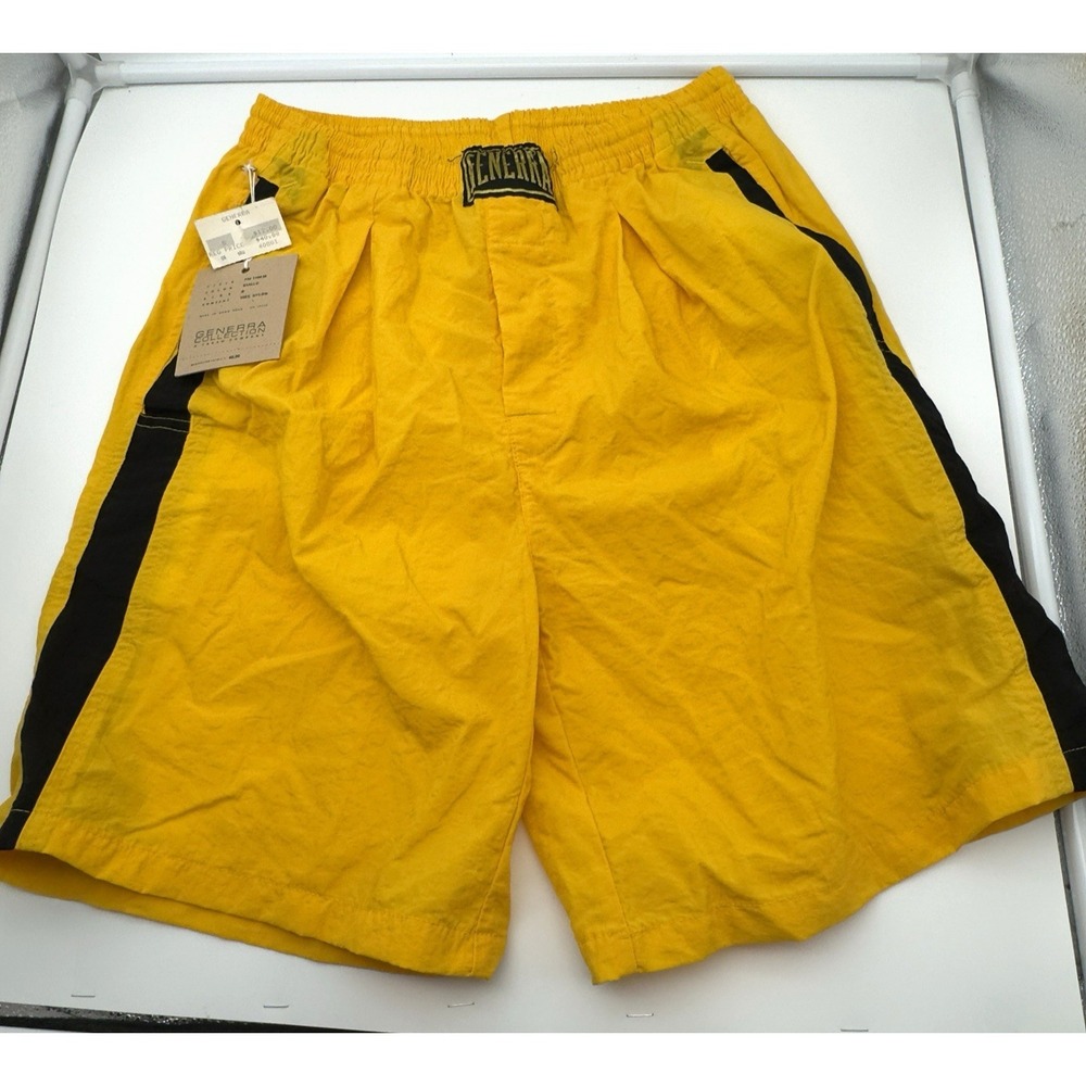 Generra Vintage NOS Activo S Small Nylon Gym Active Shorts Yellow Black New HK